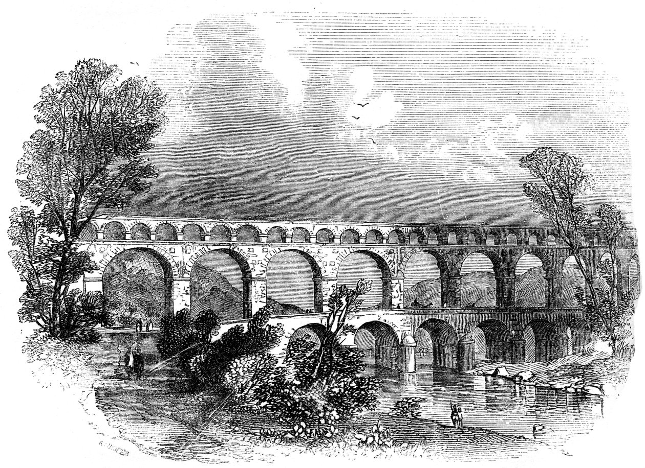 Akwedukt w Nimes w Pont du Gard, Francja, 1886 autorstwa Unbekannt