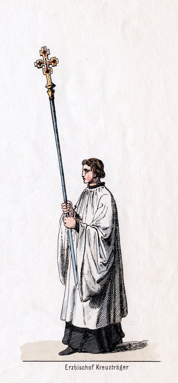 Krzyż arcybiskupi, projekt kostiumu do sztuki Szekspira, Henryk VIII, XIX w. autorstwa Unbekannt