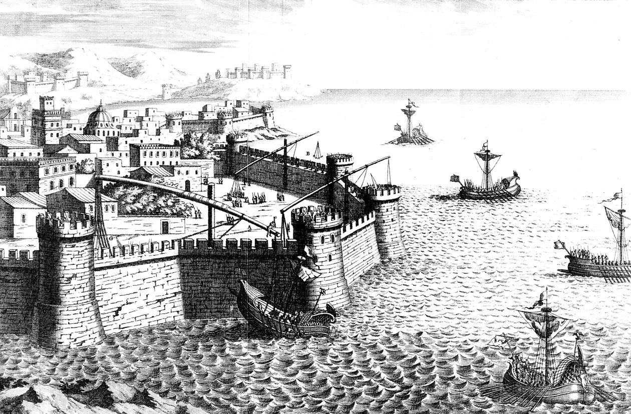 Archimedes Crow, urządzenie używane podczas oblężenia Syrakuz, 215-212 pne XVIII wiek autorstwa Unbekannt