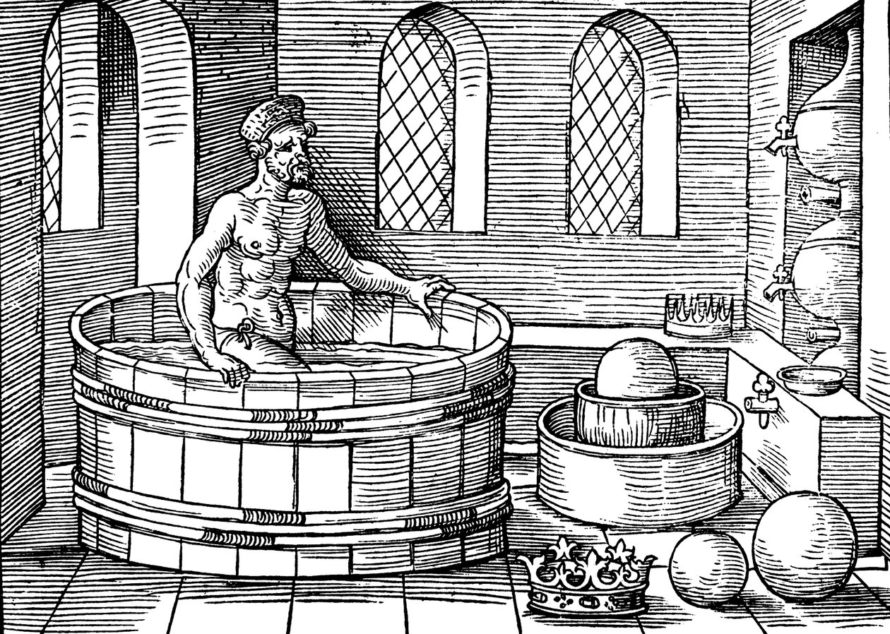 Archimedes c287-212 pne, starożytny grecki matematyk i wynalazca, w swojej łaźni autorstwa Unbekannt