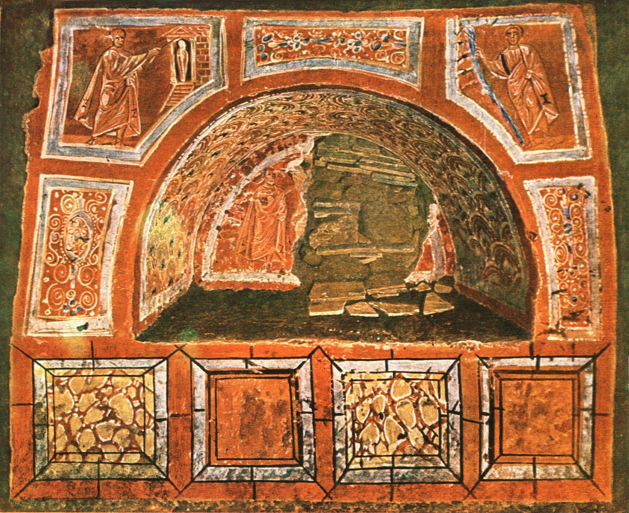 Arcosolium w Katakumbach Domitylli przy Via Ardeatina, Rzym, Włochy, 1928. autorstwa Unbekannt