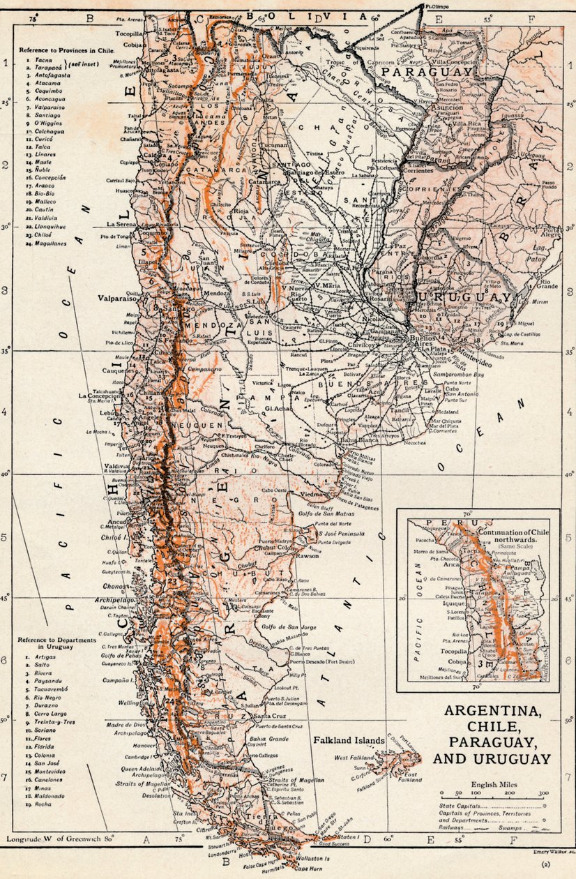 Argentyna, Chile, Paragwaj i Urugwaj autorstwa Unbekannt