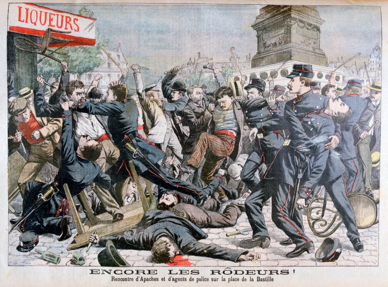 Uzbrojeni przestępcy walczący z policją, Place de la Bastille, Paryż, 1904 autorstwa Unbekannt