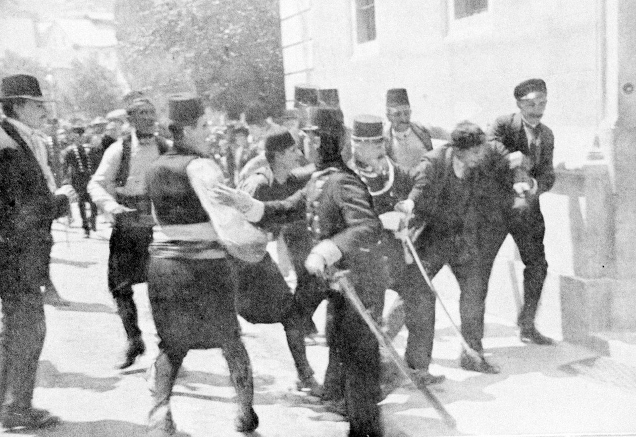 Aresztowanie Gavrilo Principa, zabójcy arcyksięcia Franciszka Ferdynanda, 1914 autorstwa Unbekannt