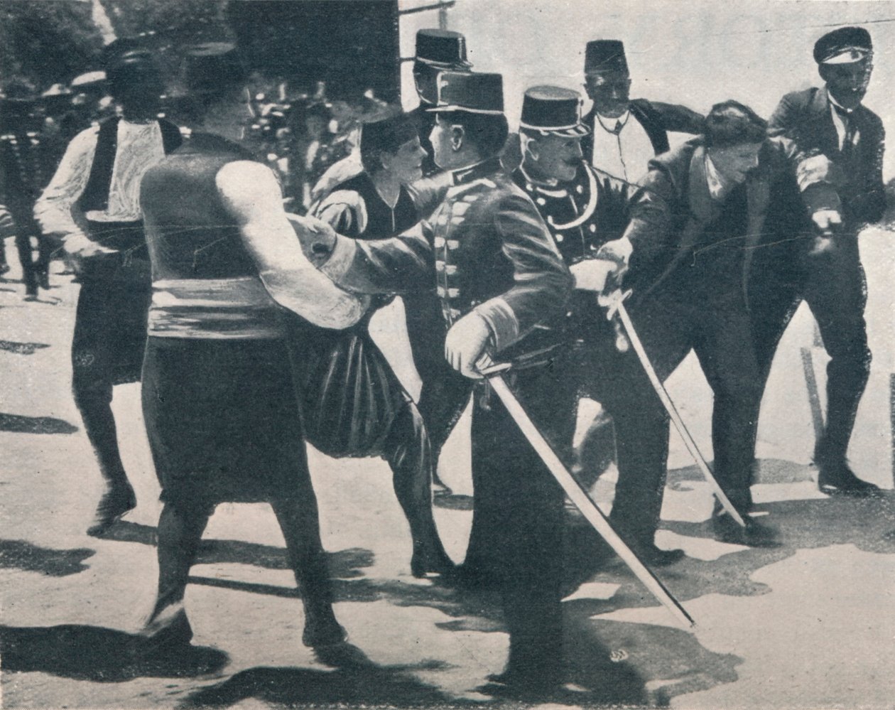 Aresztowanie Gavrilo Principa, zabójcy arcyksięcia Franciszka Ferdynanda, 1914 autorstwa Unbekannt