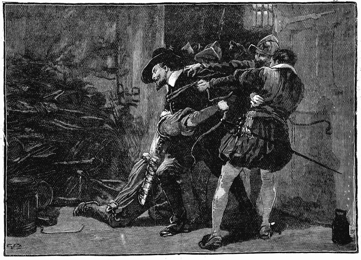 Aresztowanie Guya Fawkesa w piwnicach parlamentu, 1605 XIX w. autorstwa Unbekannt