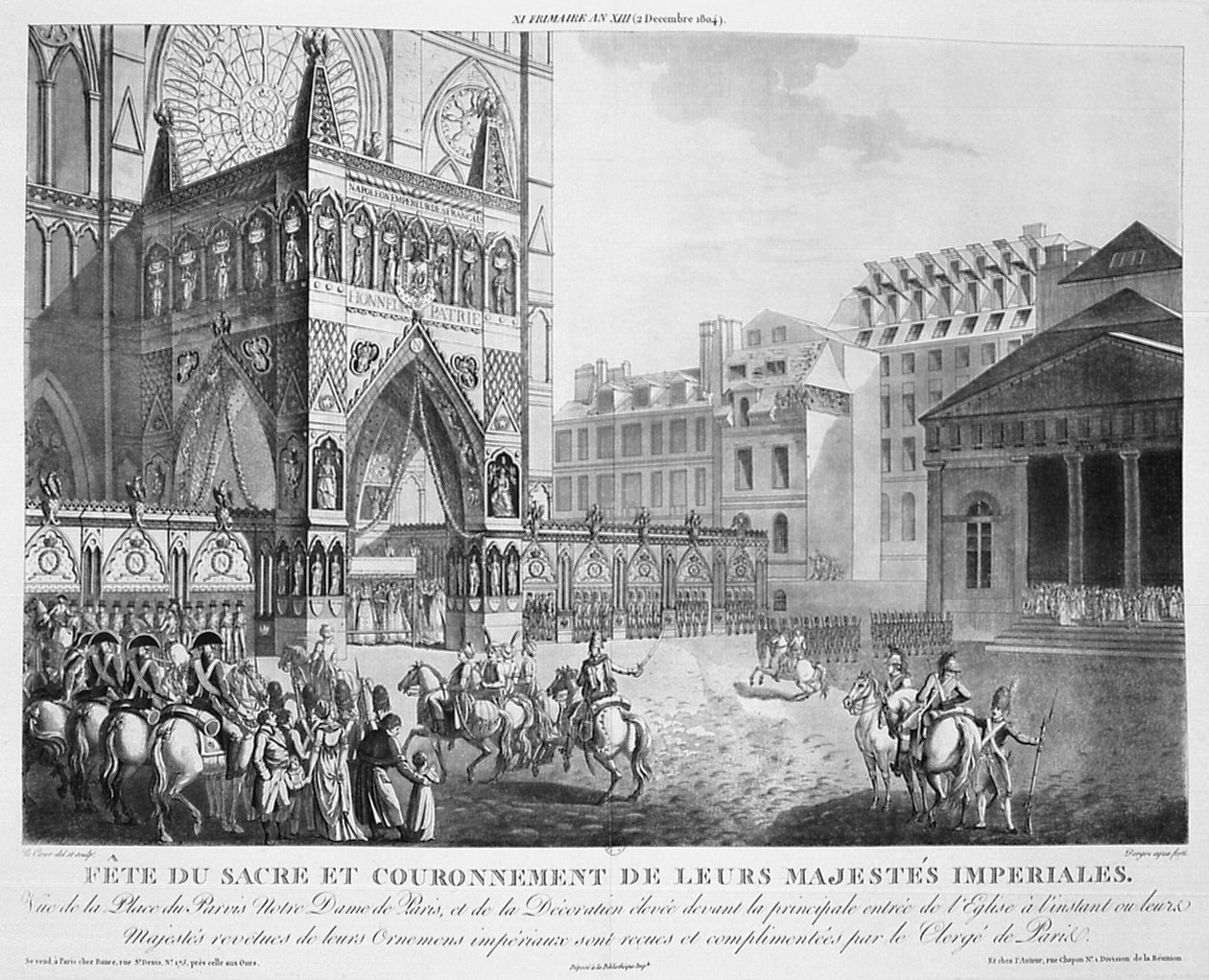 Przyjazd do Notre Dame, 2 grudnia 1804, XIX wiek autorstwa Unbekannt