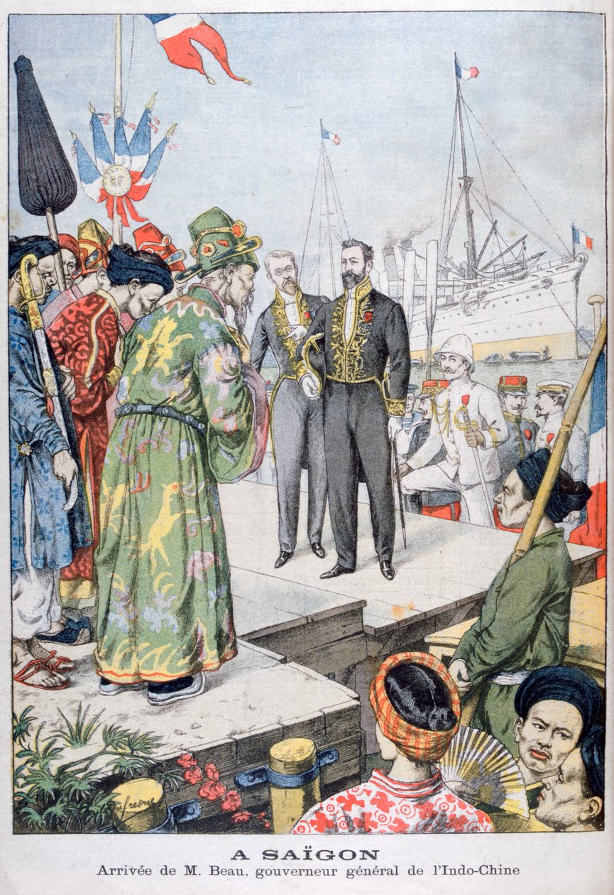 Przybycie do Sajgonu Paula Beau, Generalnego Gubernatora Indochin, 1902 autorstwa Unbekannt