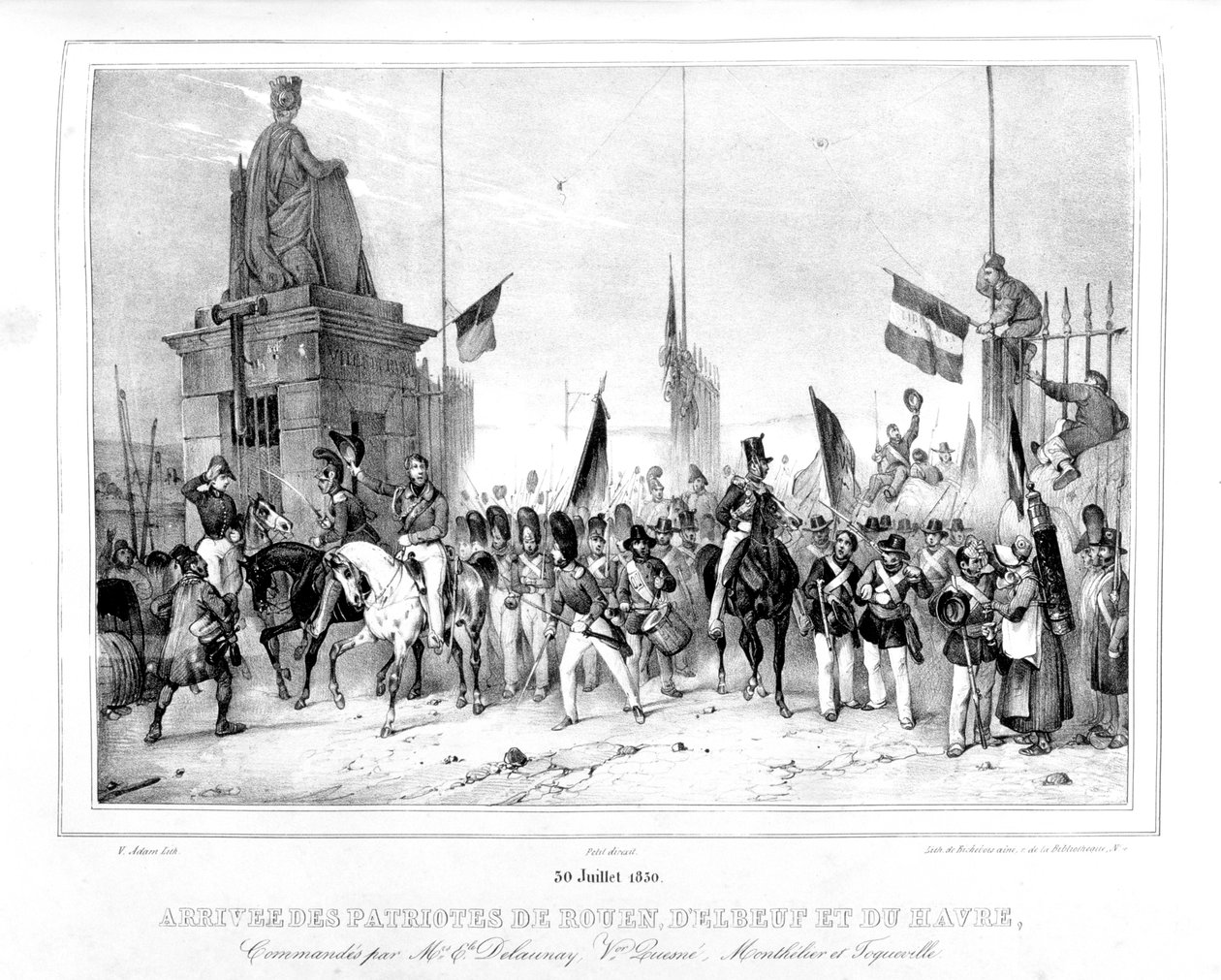 Przybycie patriotów z Rouen, Elbeut i Le Havre, Paryż, 30 lipca 1830 r. autorstwa Unbekannt