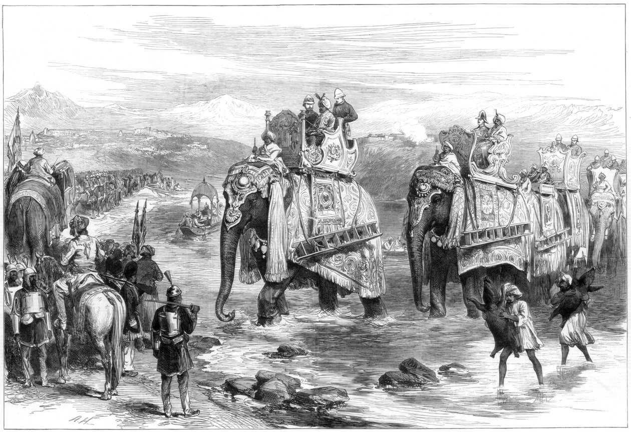 Przybycie księcia Walii do Jummoo, Cashmere, 1876 autorstwa Unbekannt