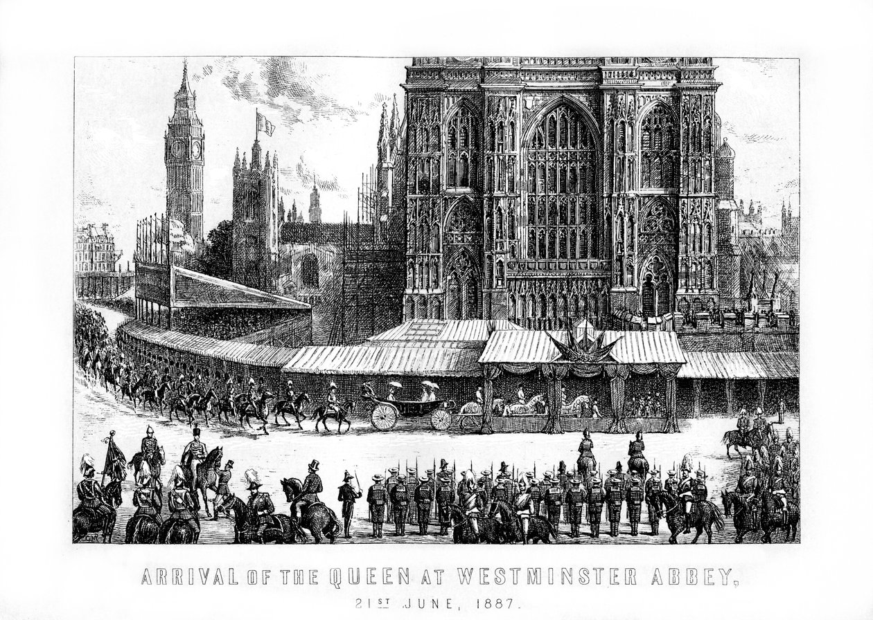 Przybycie królowej do Opactwa Westminsterskiego w Londynie, 21 czerwca 1887, 1889 autorstwa Unbekannt