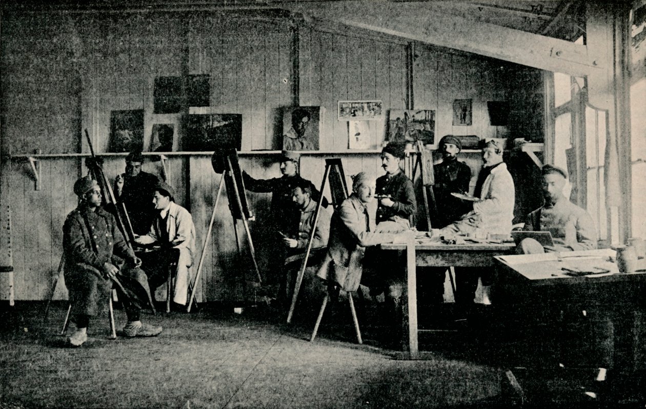 Artyści Prisoners of War w swojej pracowni w Giessen, c1916 autorstwa Unbekannt