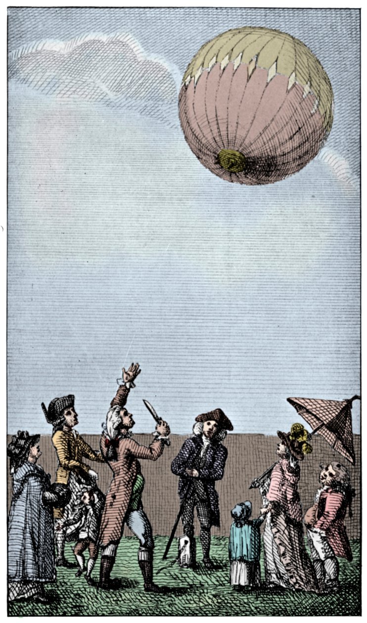 Wniebowstąpienie balonu Montgolfier, koniec XVIII wieku, 1910. autorstwa Unbekannt