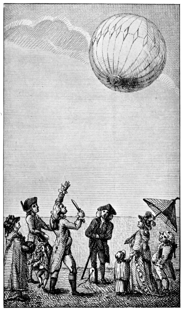 Wniebowstąpienie balonu Montgolfier, koniec XVIII wieku, 1910 autorstwa Unbekannt