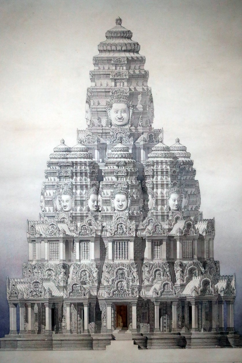 Muzeum Cywilizacji Azjatyckich, Angkor, Odkrywanie świętego miasta Kambodży, Odrestaurowanie centralnej wieży Bayon, Louis Delaporte i Henri Deverin, Kambodża autorstwa Unbekannt