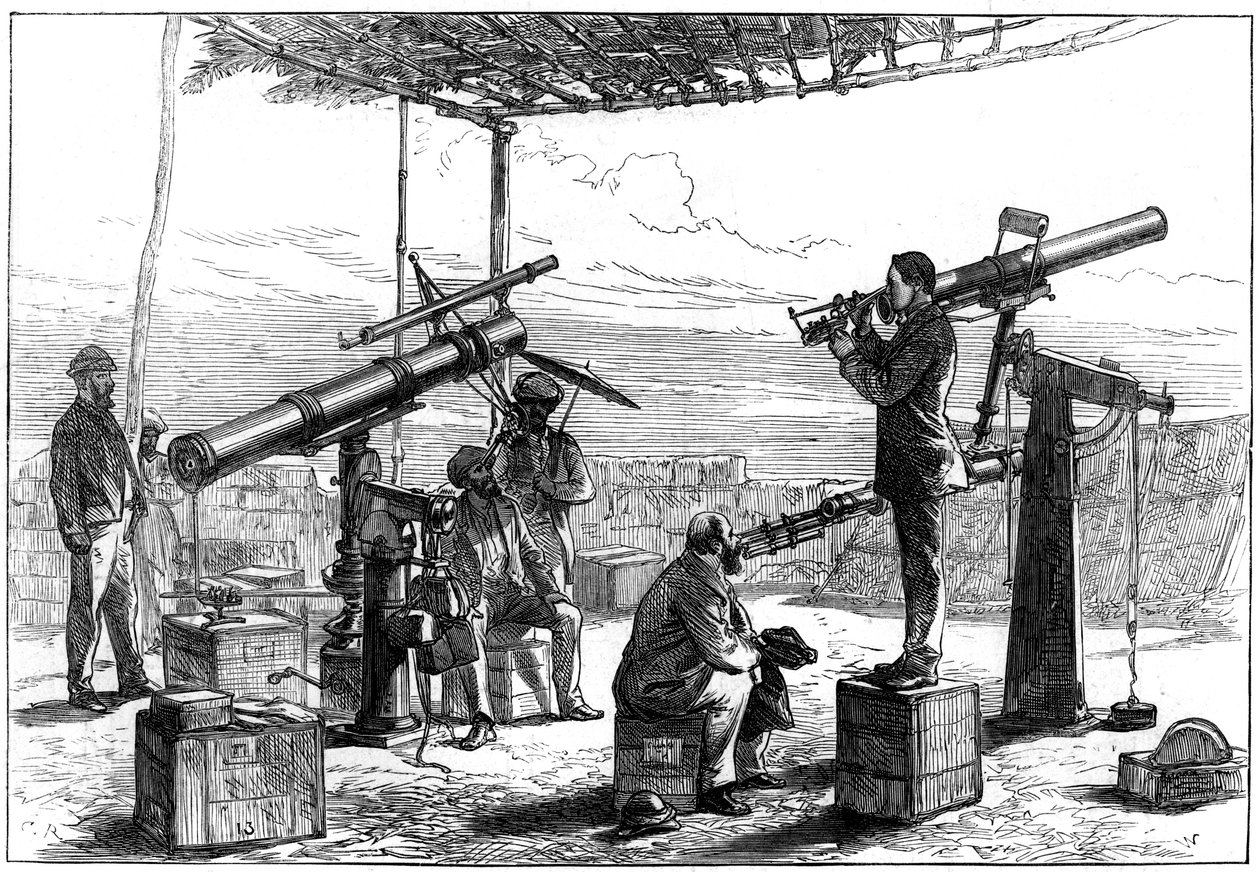 Astronomowie czekają na zaćmienie, Indie, 1872 autorstwa Unbekannt
