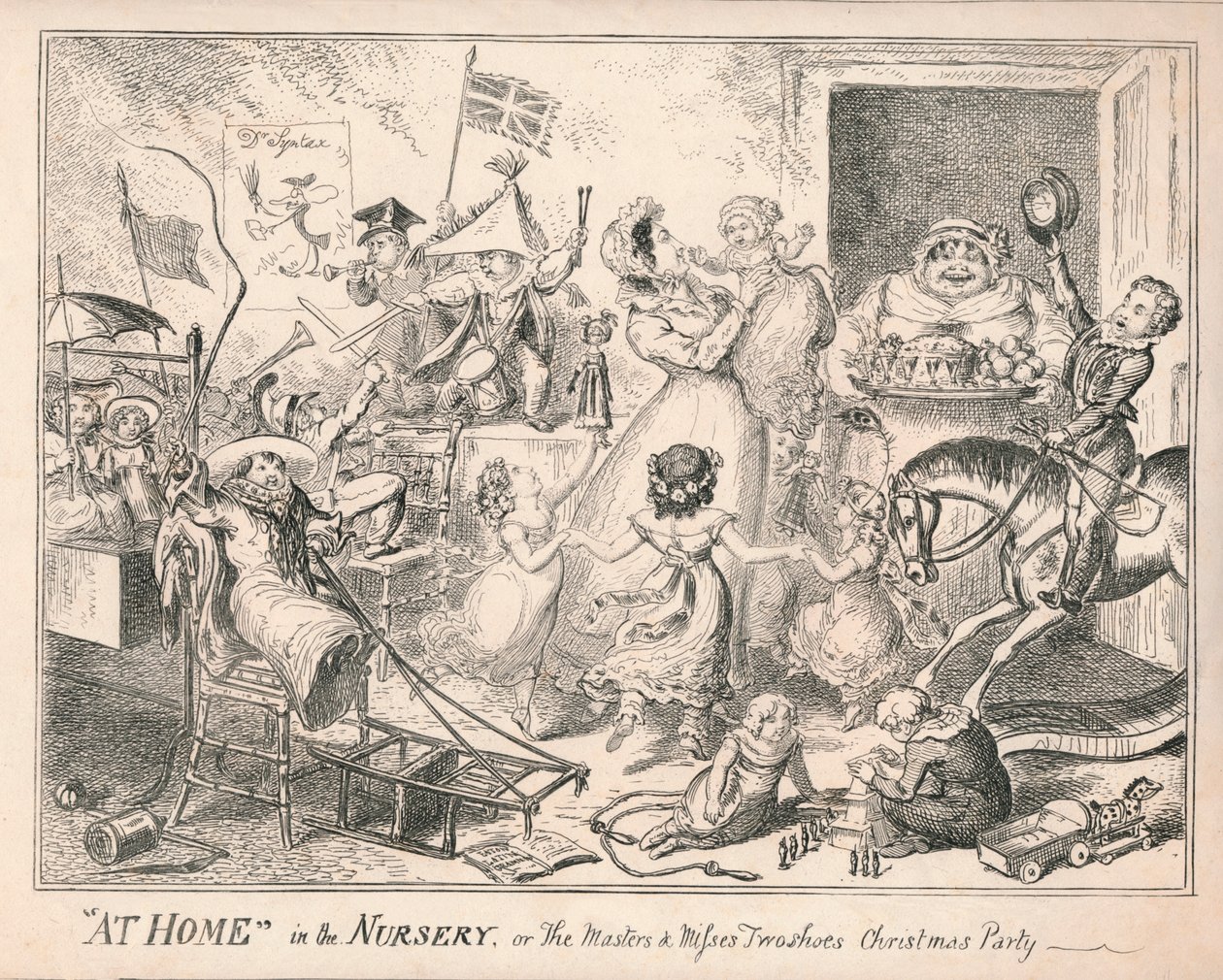 W domu w żłobku, czyli przyjęcie wigilijne „Mistrzowie i panny dwóch butów”, 1835. autorstwa Unbekannt