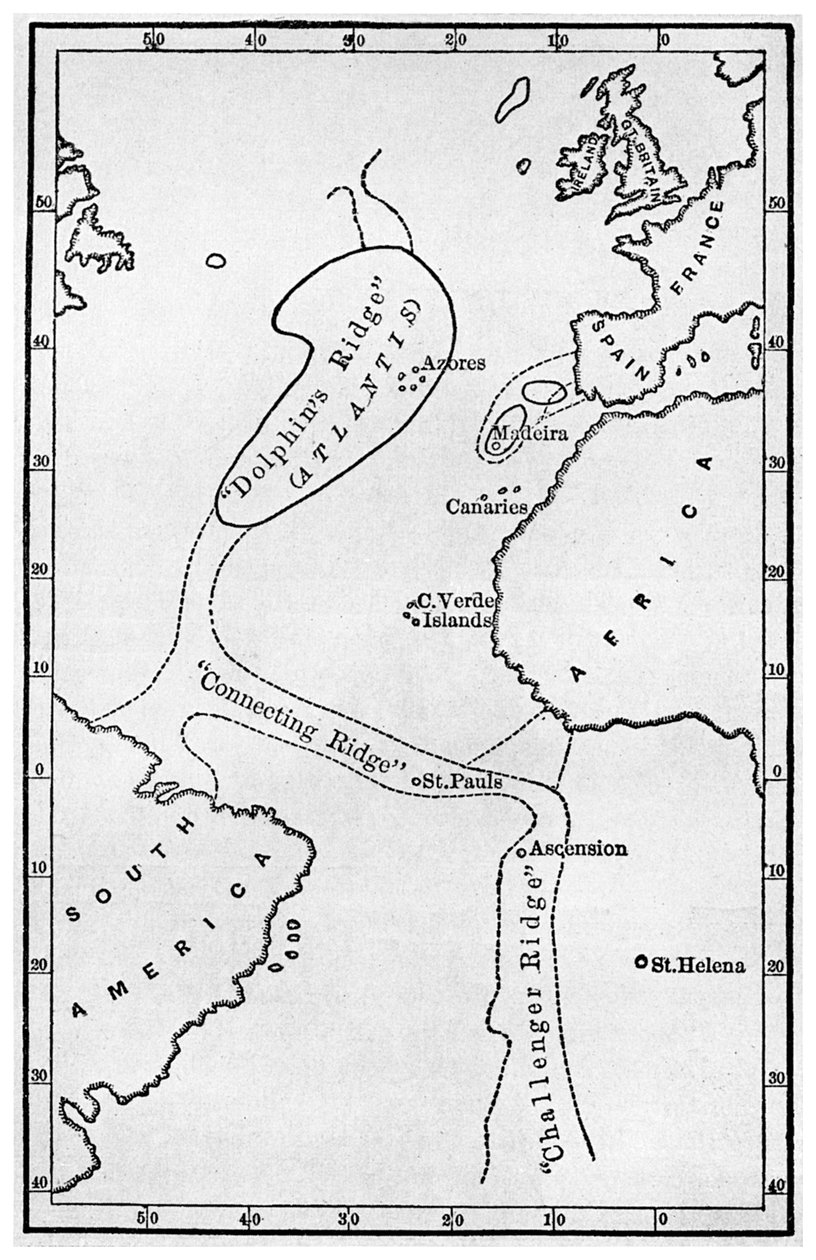 Atlantyda: mapa pokazująca położenie kontynentu mitycznego, ok. 1882 r. 1956 r autorstwa Unbekannt