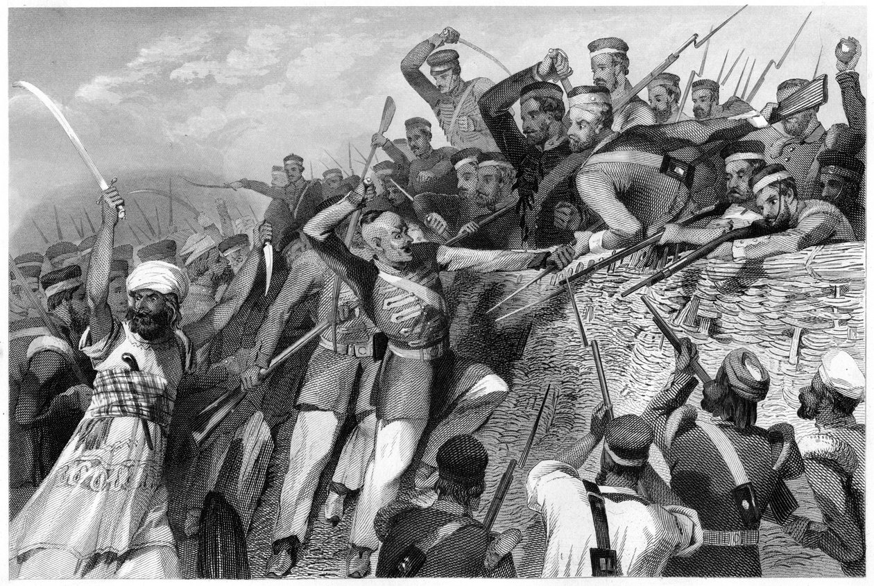 Atak buntowników na baterię Redan w Lucknow, 30 lipca 1857, ok. 1860 autorstwa Unbekannt