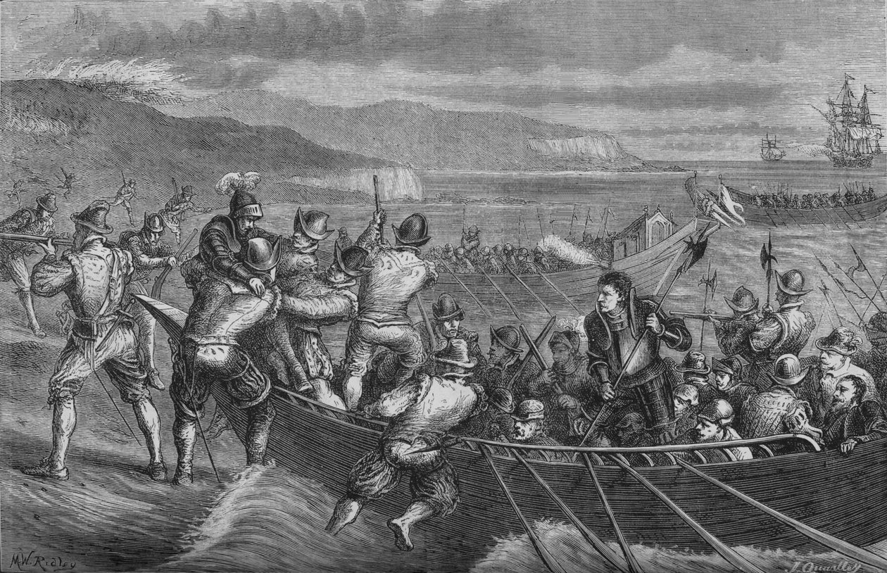 Atak na Isle of Wight, lipiec 1545, ok. 1880 autorstwa Unbekannt