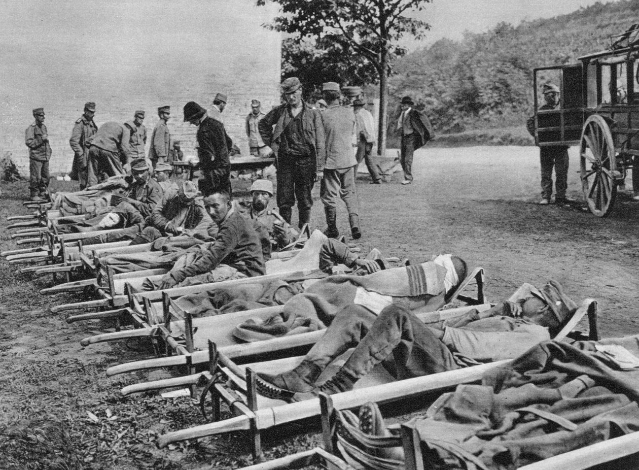 Żołnierze austriaccy w drodze do szpitala, bitwa pod Isonzo, I wojna światowa, 1915 autorstwa Unbekannt