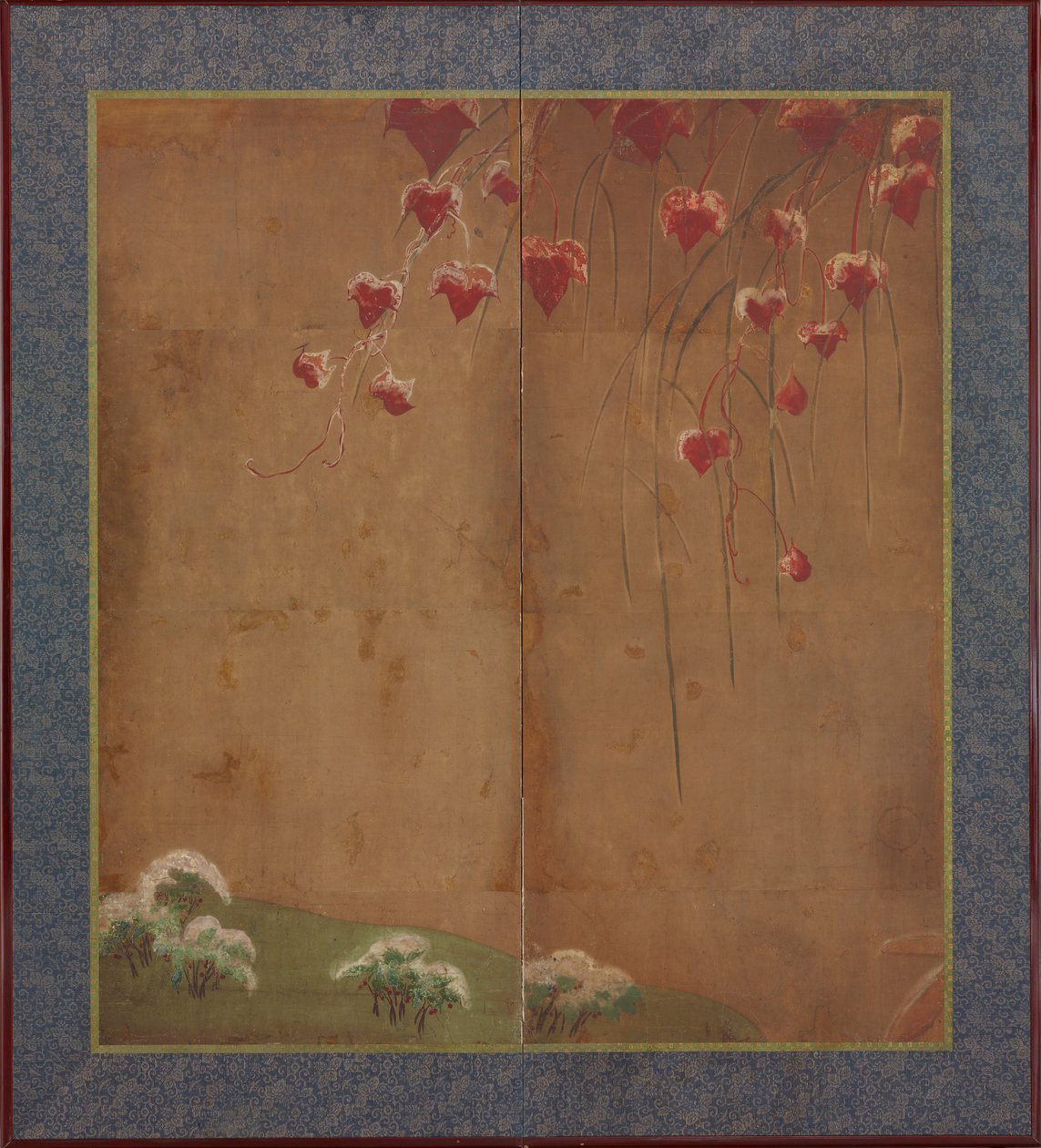 Jesienna winorośl, odległe drzewa i śnieg, okres Edo, 1615-1868. autorstwa Unbekannt