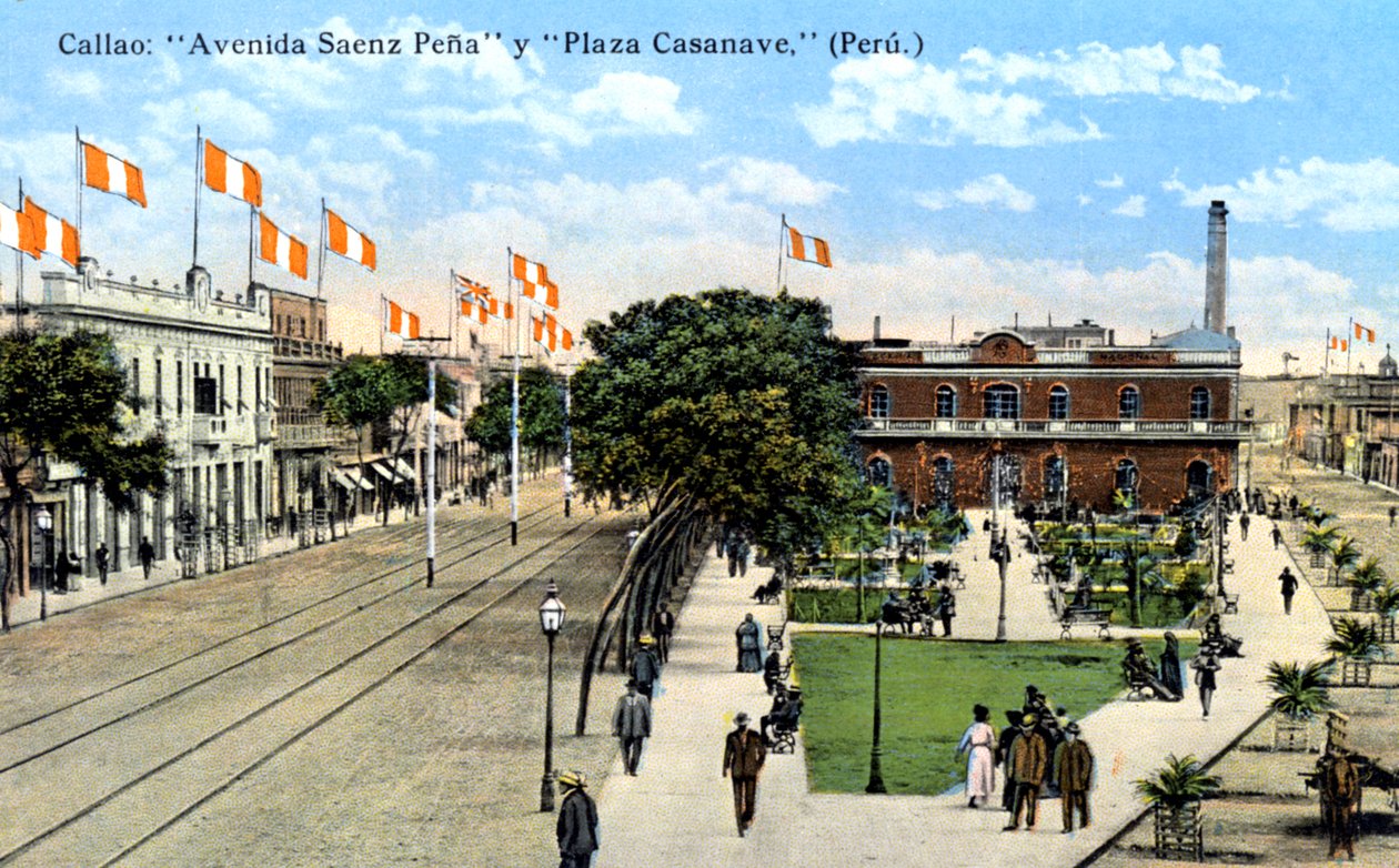 Avenida Saenz Pena i Plaza Casanave, Callao, Peru, ok. 1900 autorstwa Unbekannt