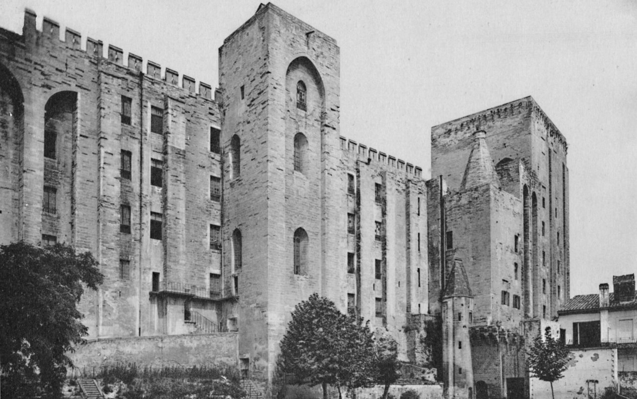 Awinion. - Pałac Papieży St. Jean and Trouillas Towers West Front, ok. 1925 r. autorstwa Unbekannt