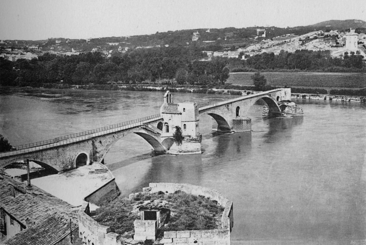 Awinion – most św. Benezeta i dolina Rodanu, widok z fortu Doms, ok. 1925 r. autorstwa Unbekannt