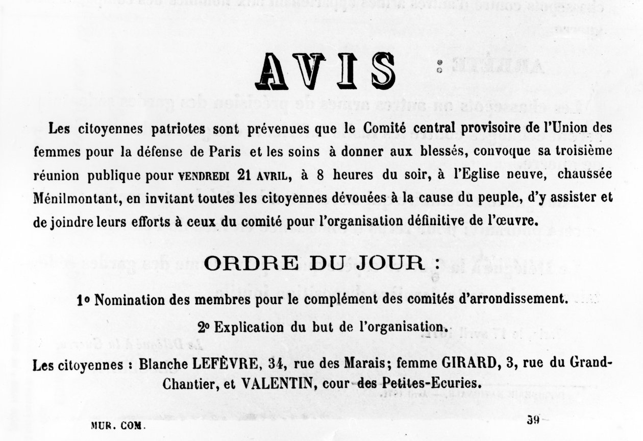 Avis, z francuskich plakatów politycznych Komuny Paryskiej, maj 1871 autorstwa Unbekannt