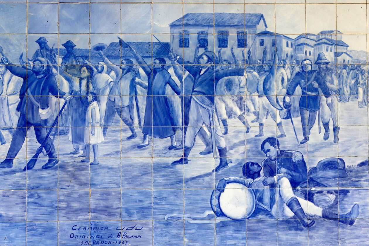 Mozaika Azulejo przedstawiająca walkę Brazylii o niepodległość, Cachoeira, Brazylia autorstwa Unbekannt