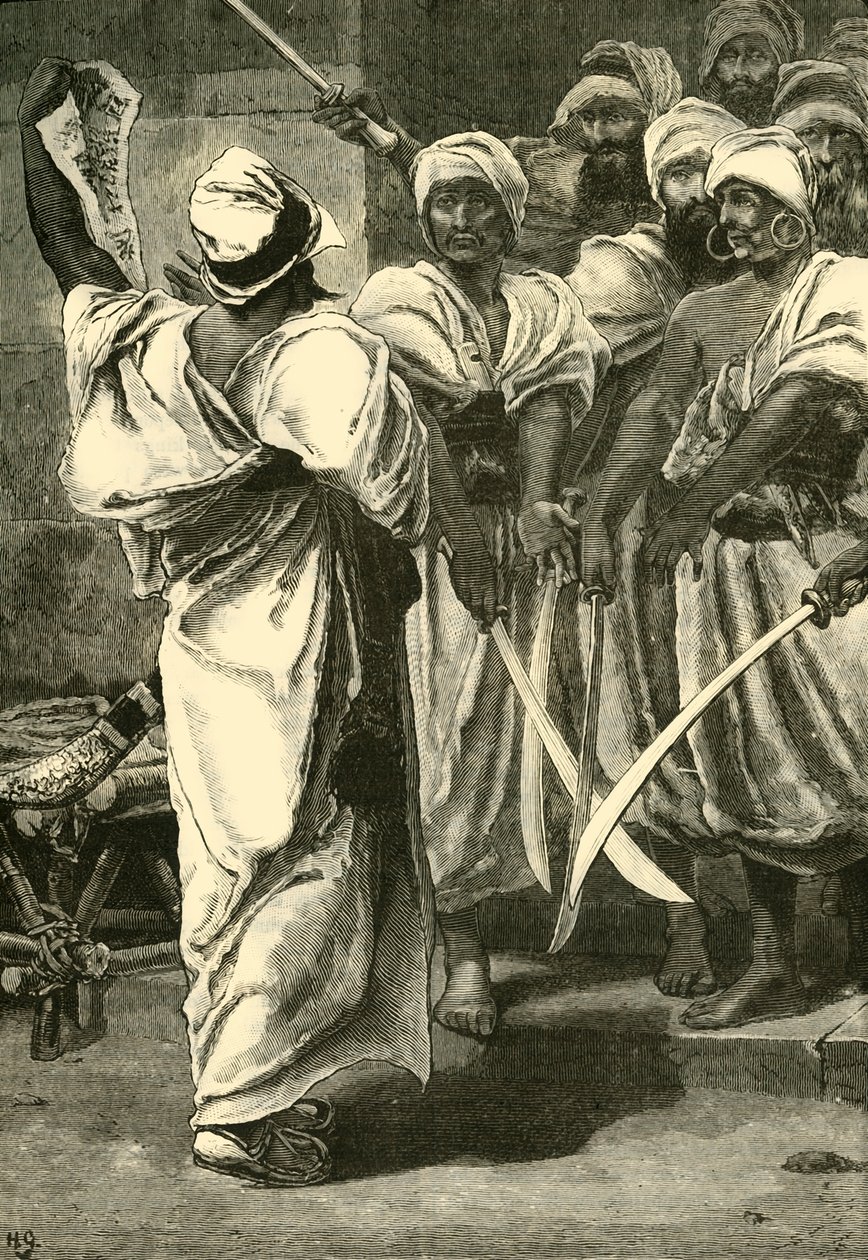 Bagaeus dostarczający swoje wiadomości gwardii perskiej, 1890. autorstwa Unbekannt