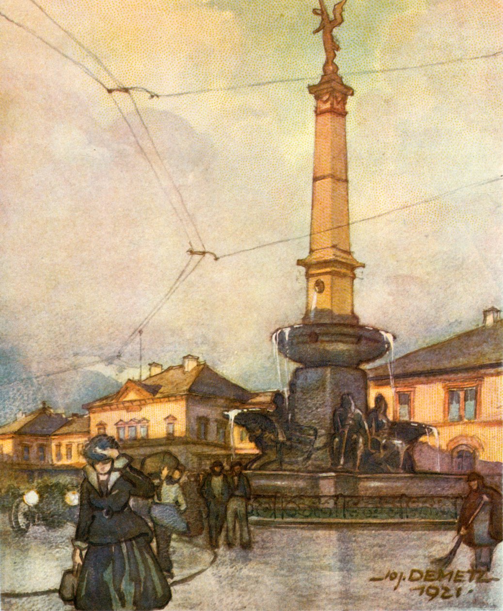 Dworzec kolejowy z fontanną zjednoczenia, dworzec kolejowy z fontanną zjednoczenia, c1929. autorstwa Unbekannt