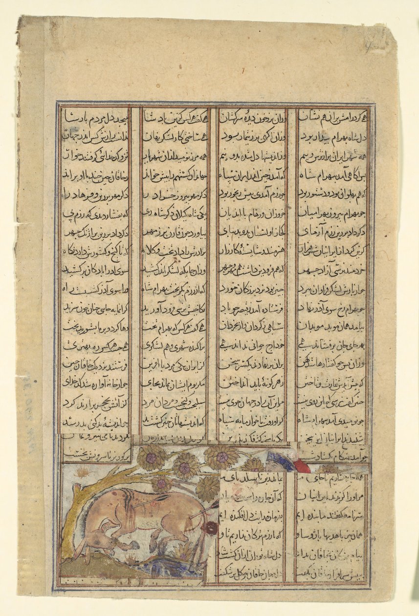 Bahram Gur poluje na onagera, Folio z Księgi Królów Shahnamy, ca. 1330-40. autorstwa Unbekannt
