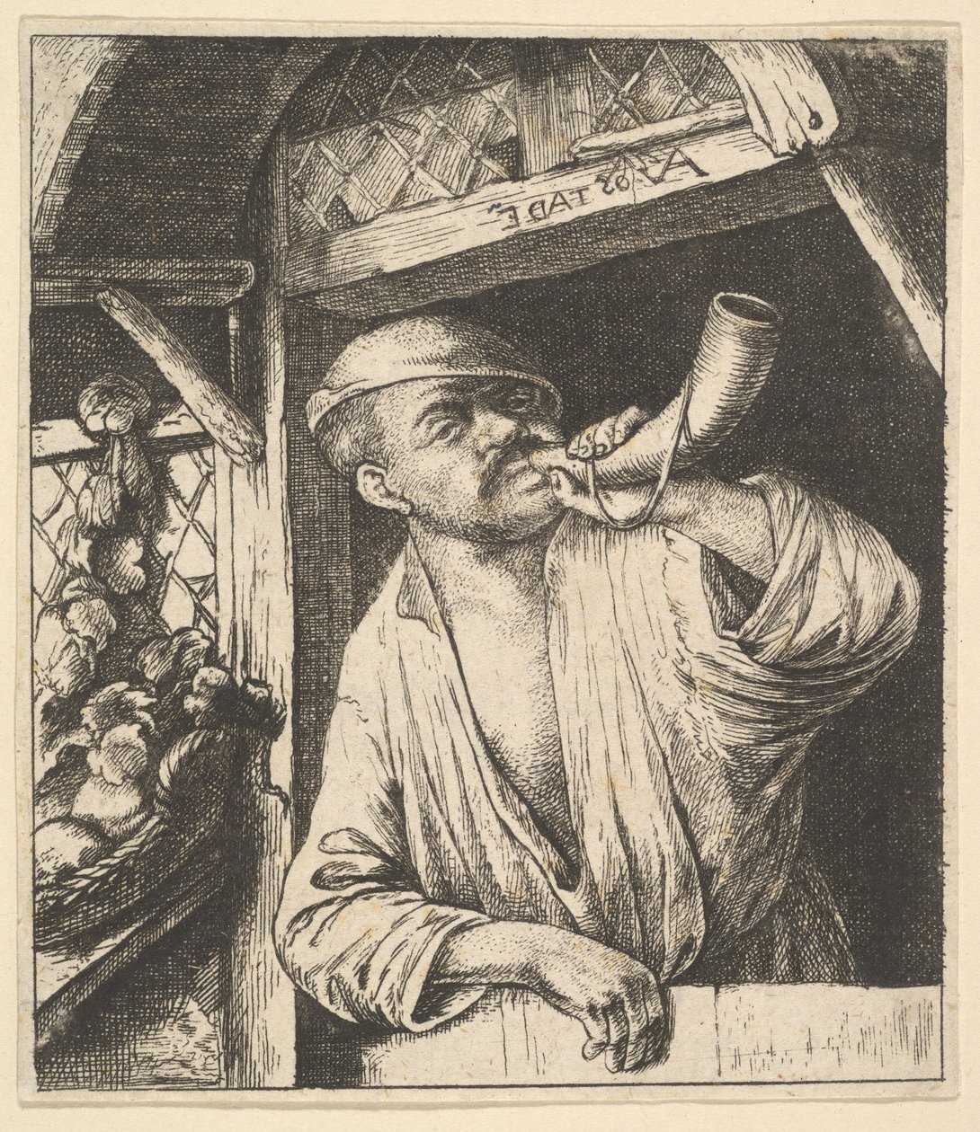 Dmuchający Róg Piekarza, 1610-85. autorstwa Unbekannt