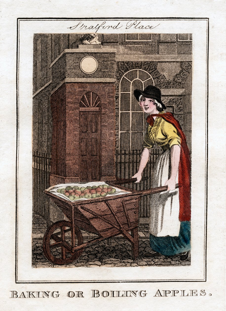 Pieczenie lub gotowanie jabłek, Stratford Place, Londyn, 1805 autorstwa Unbekannt