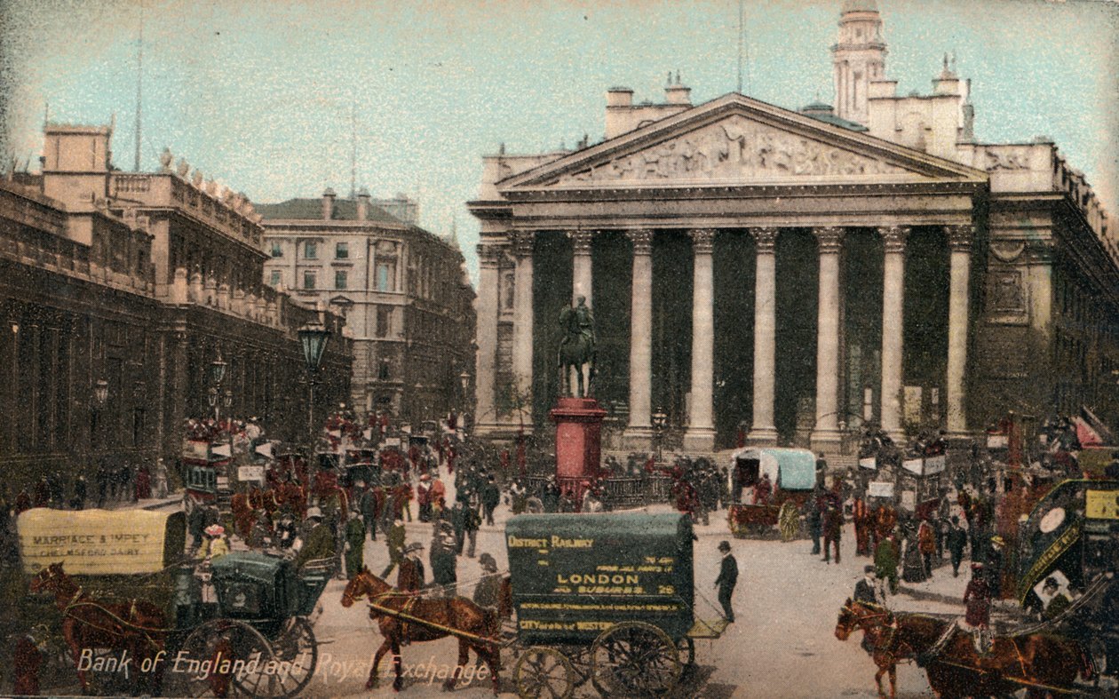 Bank Anglii i Royal Exchange, c1910 autorstwa Unbekannt