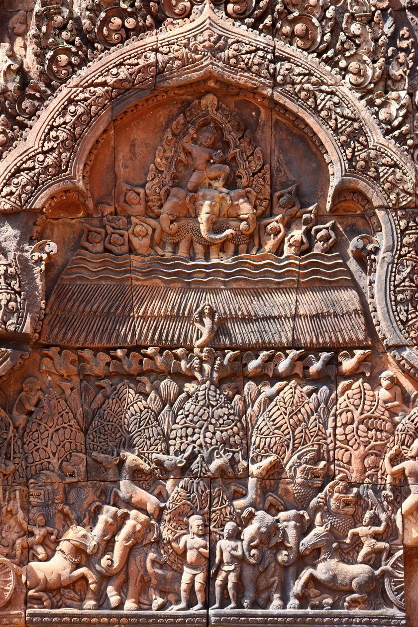 Świątynia Banteay Srei w Angkorze w Kambodży. Misternie rzeźbione. Siem Reap Kambodża autorstwa Unbekannt