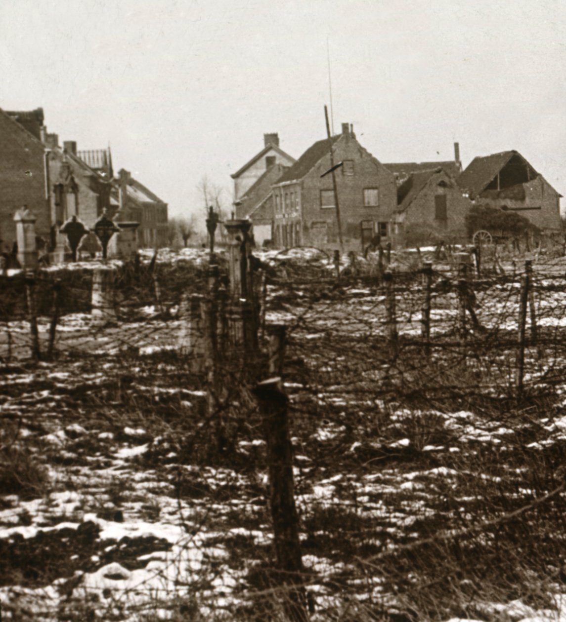 Drut kolczasty, Nieuwkapelle, Flandria, Belgia, c1914-c1918 autorstwa Unbekannt