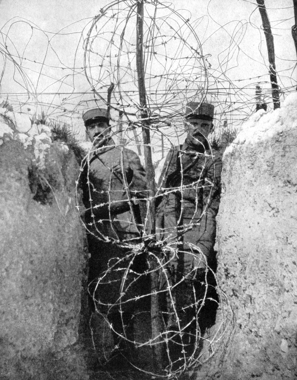 Drut kolczasty otaczający francuski rów, I wojna światowa, 1915 autorstwa Unbekannt