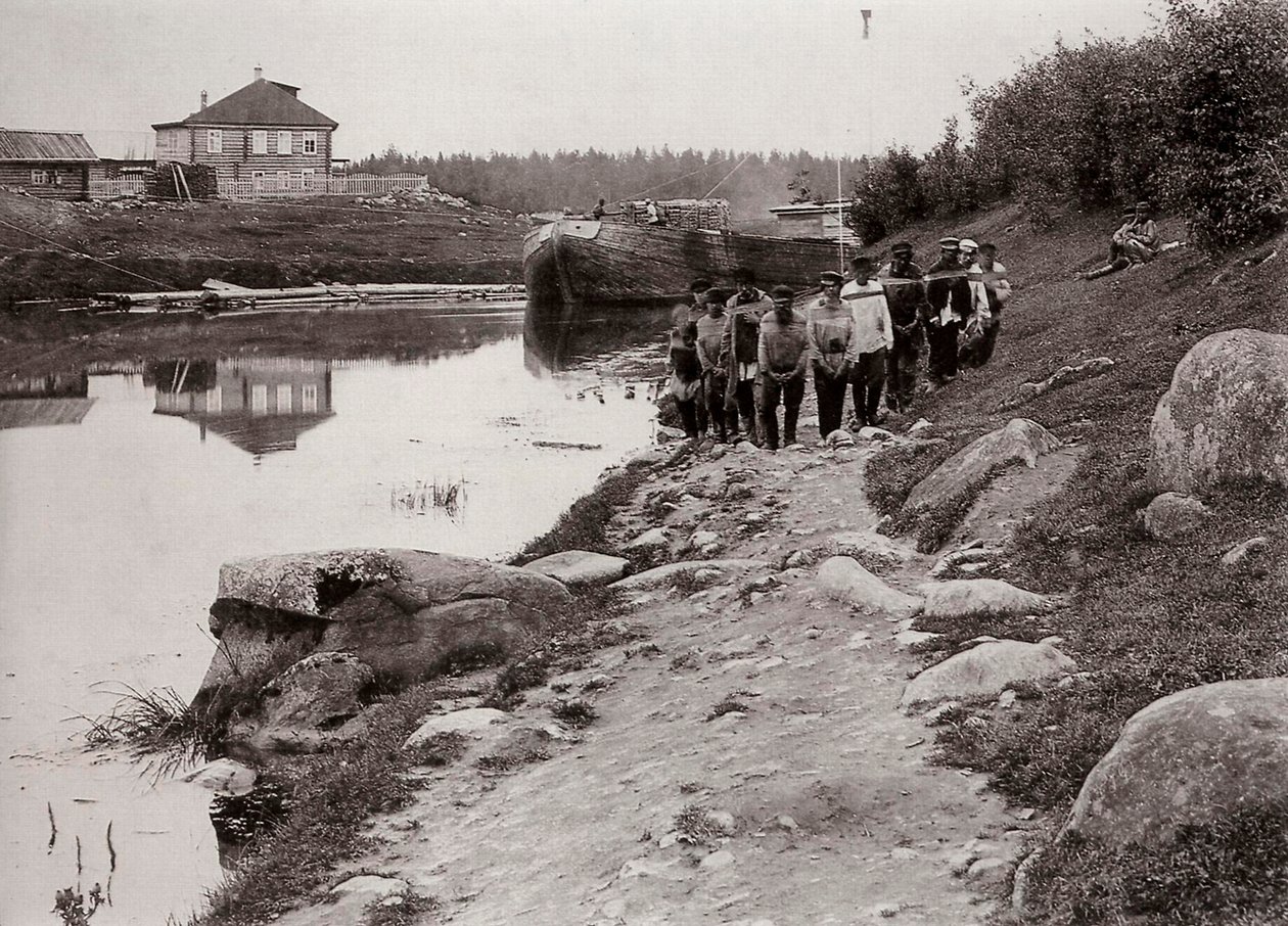 Wozidła barkowe na Wołdze, Rosja, ok. 1895 r. autorstwa Unbekannt