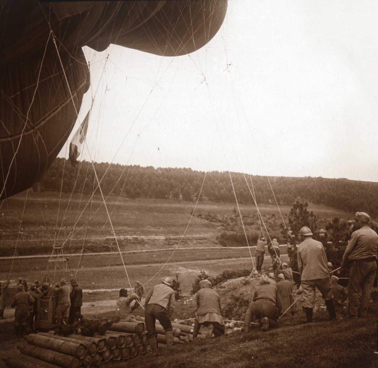 Balon zaporowy, Genicourt, północna Francja, c1914-c1918 autorstwa Unbekannt