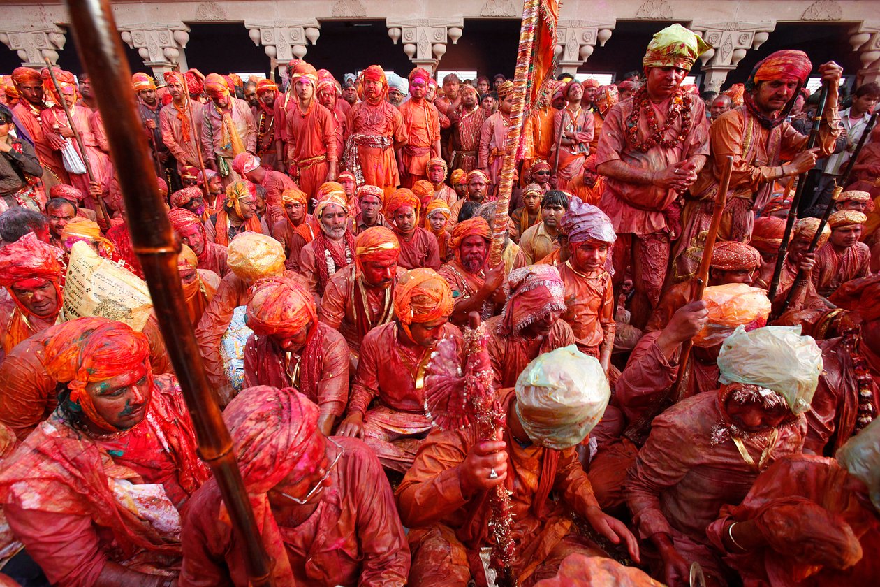 Mieszkańcy wioski Barsana świętują Holi w Nandgaon Nandgaon Nande autorstwa Unbekannt