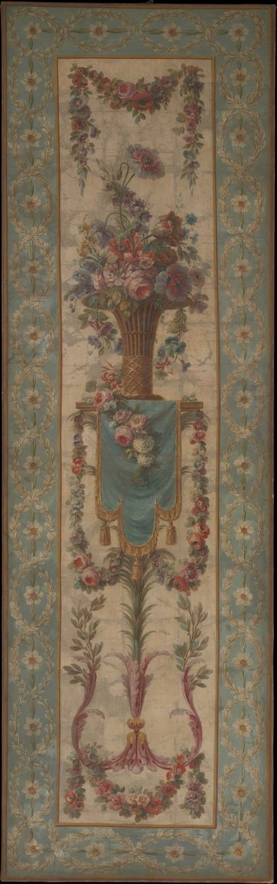 Kosz kwiatów z girlandami, 1770-90. autorstwa Unbekannt