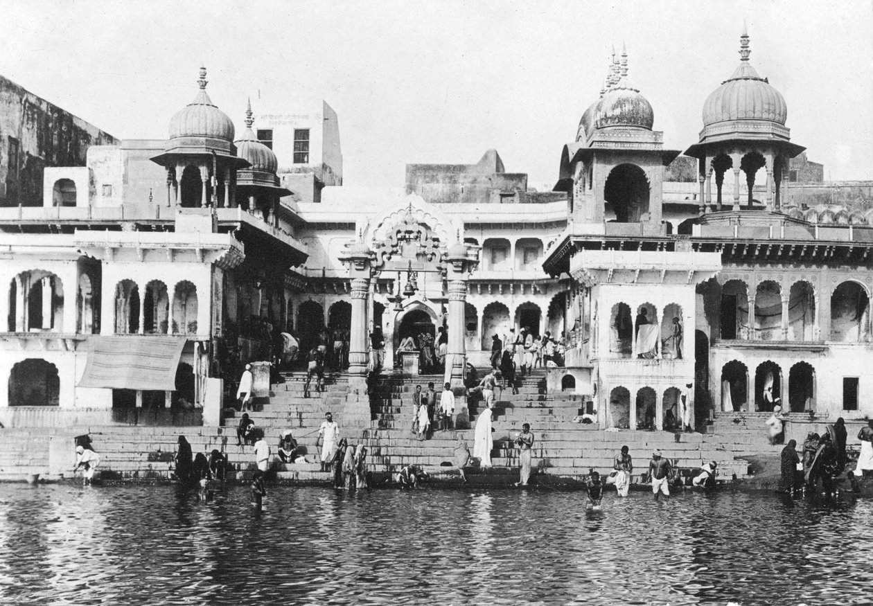 Ghat kąpielowy na rzece Yamuna, Muttra, 1917 autorstwa Unbekannt