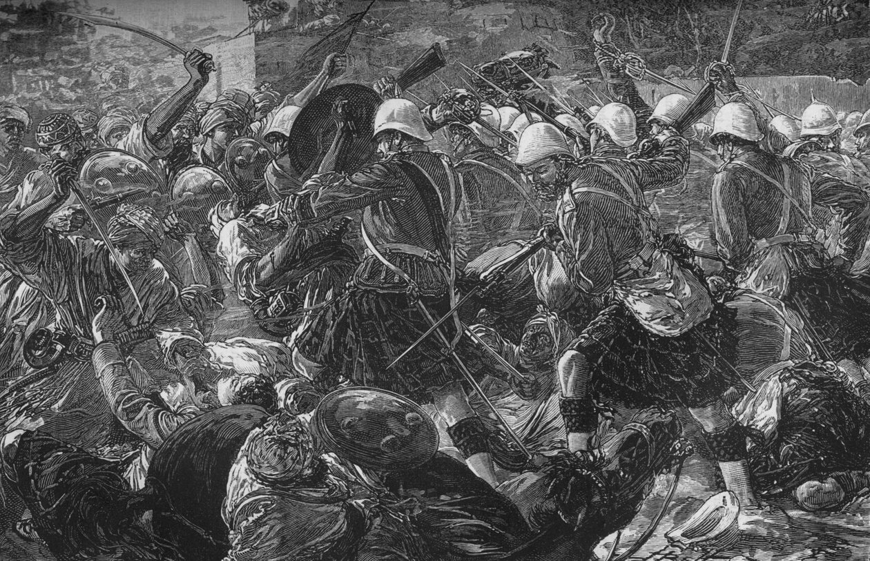 Bitwa pod Babą Wali: Górale oczyszczają wioskę, ok. 1880 r. autorstwa Unbekannt