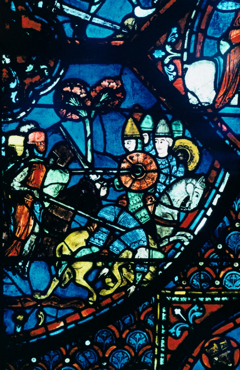 Bitwa pod Sahagunem, witraż, katedra w Chartres, c1225 autorstwa Unbekannt