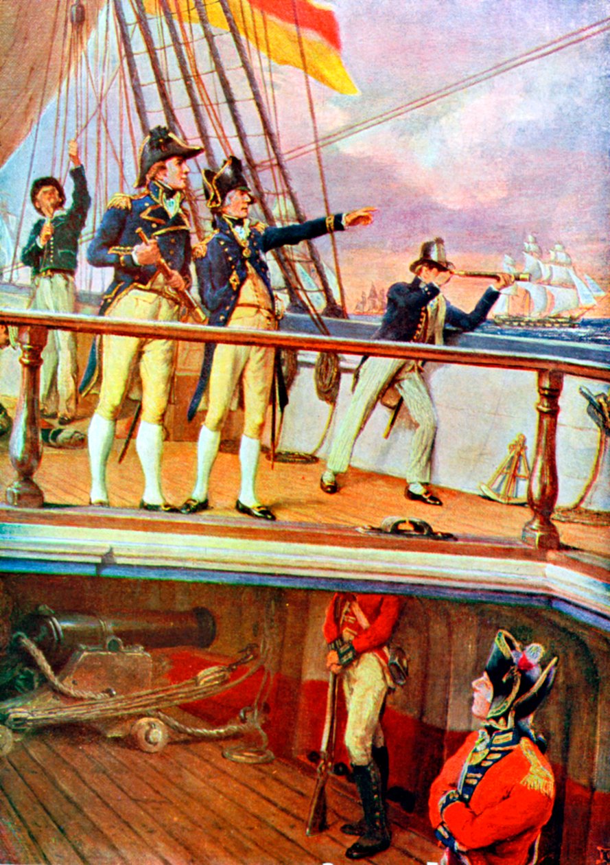 Bitwa pod Trafalgarem, 21 października 1805 autorstwa Unbekannt