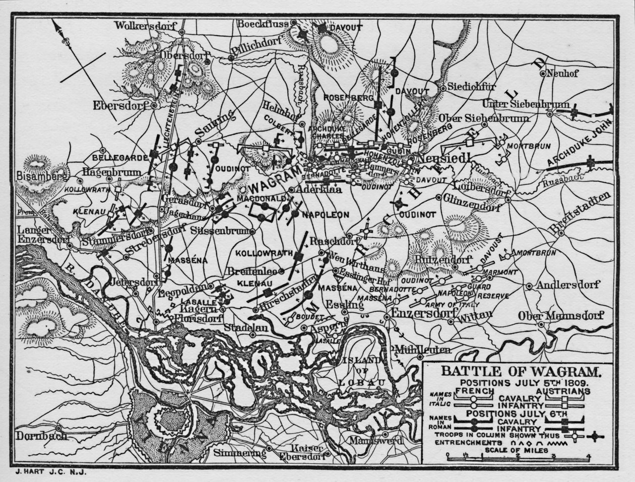 Bitwa pod Wagram, pozycje 5 lipca 1809, 1896. autorstwa Unbekannt