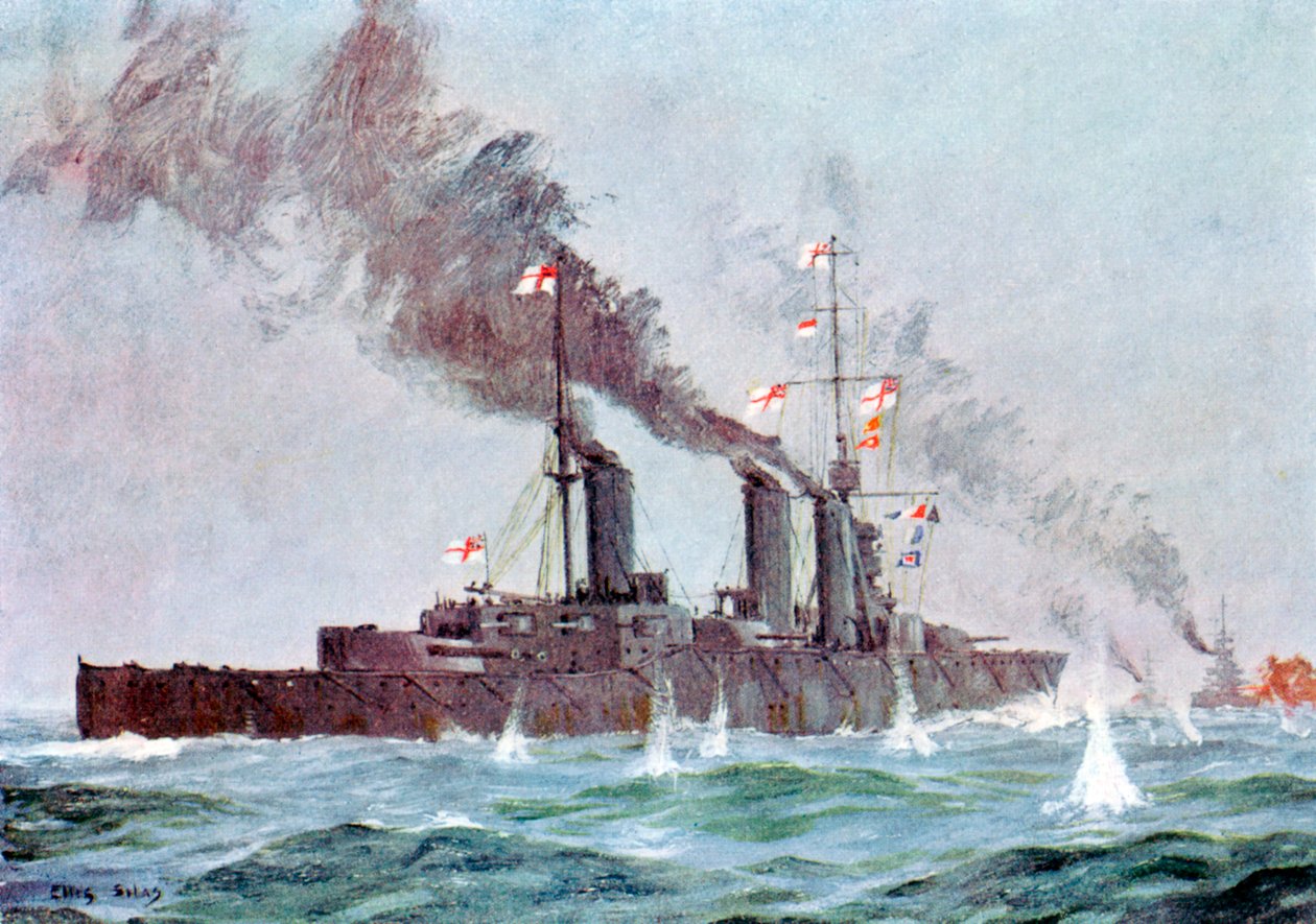 Battlecruiser HMS Lion wchodzi do akcji, Bitwa Jutlandzka 31 maja - 1 czerwca 1916 autorstwa Unbekannt